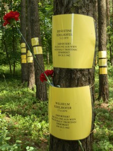 Figure 1: Makeshift memorials for Vienna Jews in the Blagovshchina forest.
