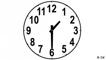 Uhr zeigt auf halb zwei