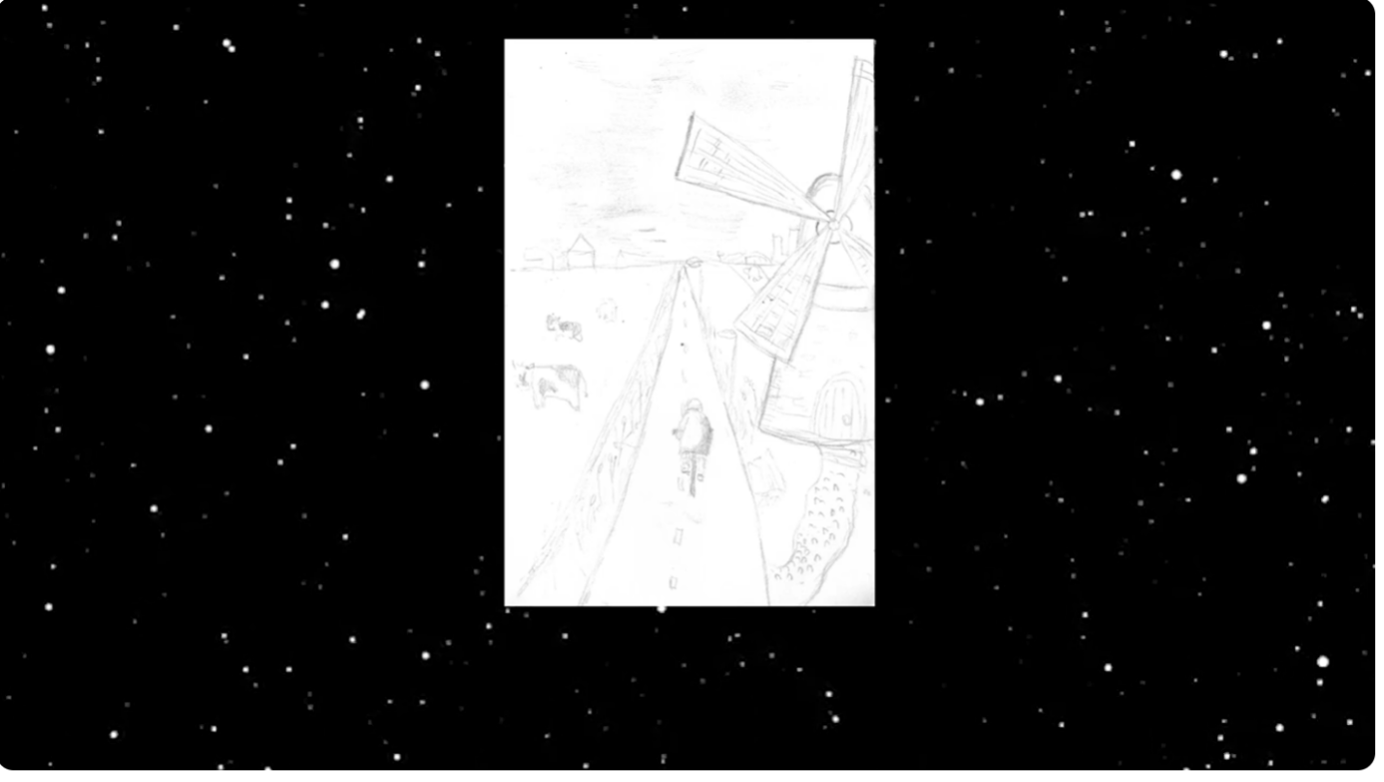 Eine Familie bestehend aus einem Vater mit zwei Kindern steht zwischen zwei Häusern.