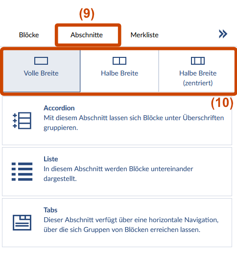 Bild: Abschnitte einfügen