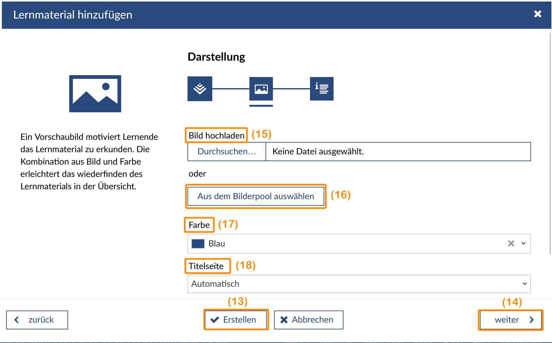 Weitere Eigenschaften, wie Titelbild und Farbe hinzufügen