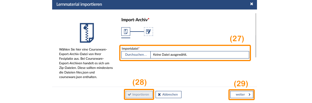 Lernmaterialien importieren 