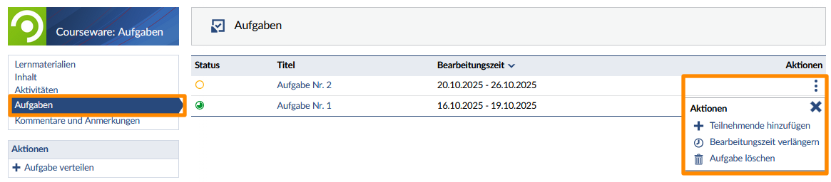 Übersicht über Aufgaben
