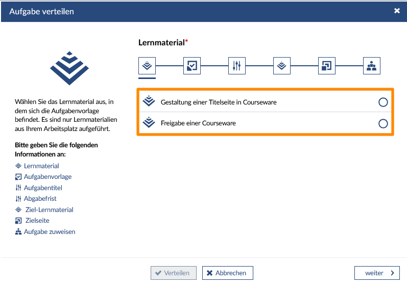 Lernmaterial auswählen