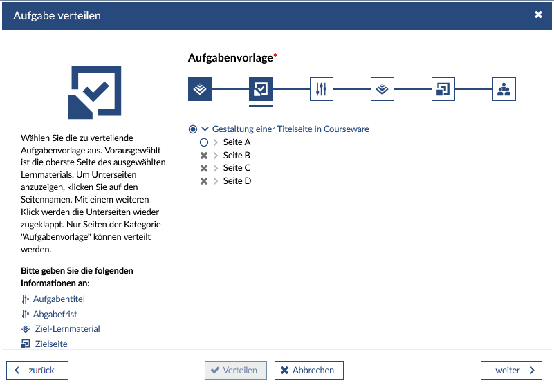 Aufgabenvorlage auswählen