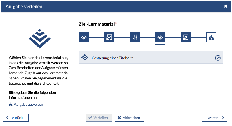 Ziellernmaterial und Zielseite