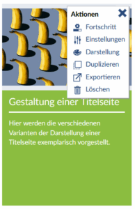 Bild: Aktionsmenü eines Lernmaterials