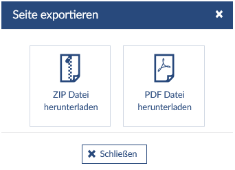 Fenster Seiten exportieren PDF/ZIP