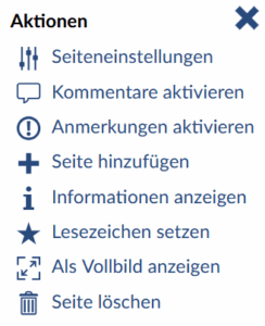 Bild: Aktionen für Seiten in Veranstaltungen