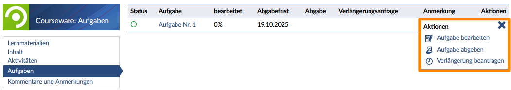 Verwaltung auf Studierendenseite