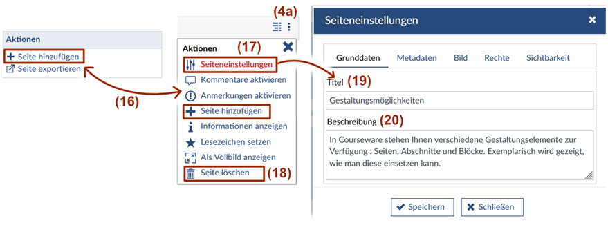 Bild: Weitere Seiten in Courseware einfügen