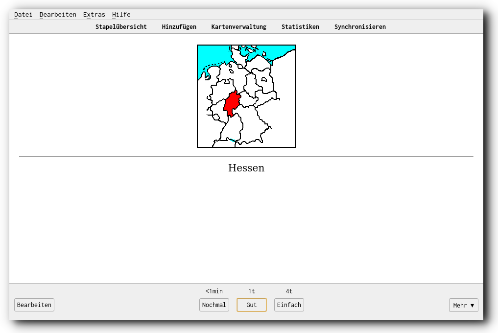 Screenshot von der Kartikarten-Lernsoftware Anki