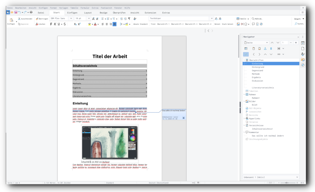 Screenshot von LibreOffice Writer