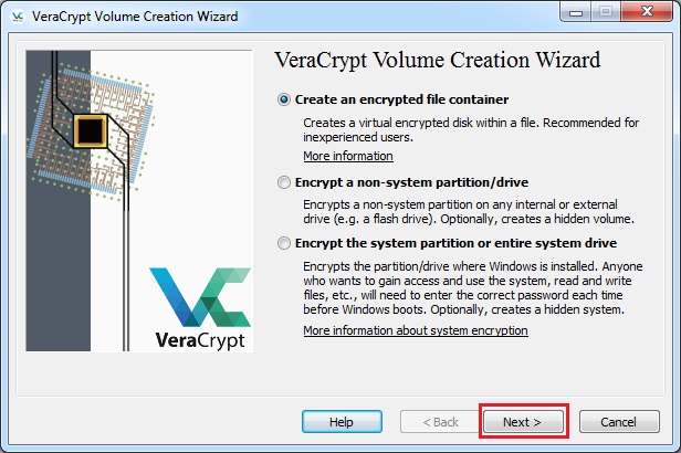 Screenshot von VeraCrypt