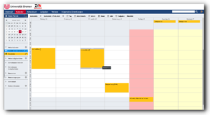 Screenshot des ZfN-Webmailers in der Rubrik "Kalender"