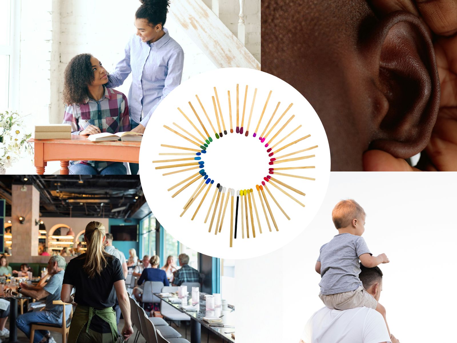 Das Bild zeigt Menschen in den unterschiedlichsten Lebenskontexten.