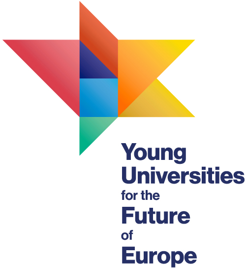 YUFE-Logo: ein bunter, asymetrischer Stern mit dem Text: Young Universities for the Future of Europe